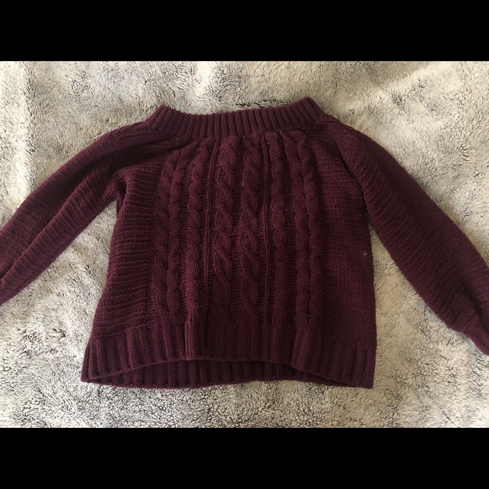 American eagle women’s purple cable knit sweater